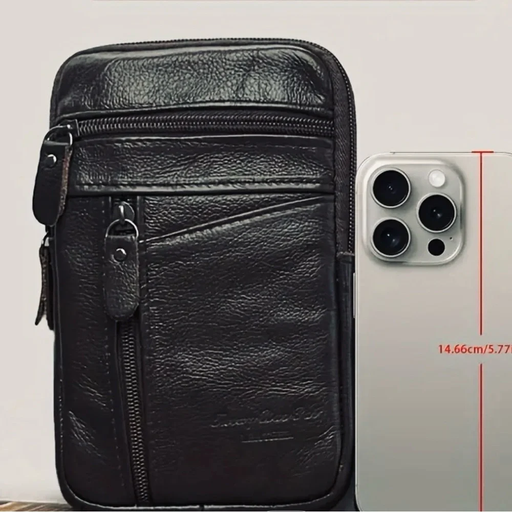 Men’s Leather Phone Bag Black